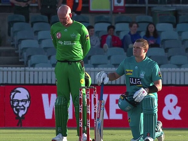 Stars player Ben Dunk (left) took some heat for not taking a knee. Picture: Fox Sports