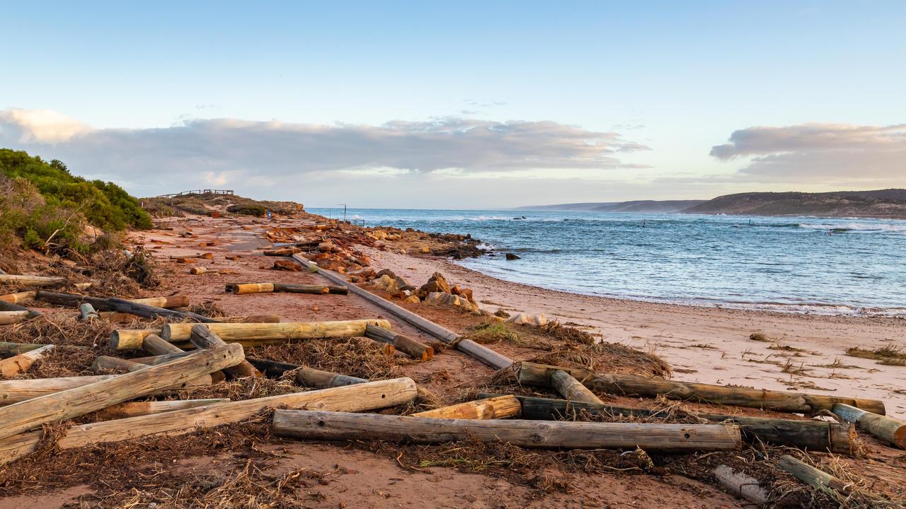 Kalbarri’s foreshore is littered with debris. Picture: Yvonne McKenzie/Getty Images