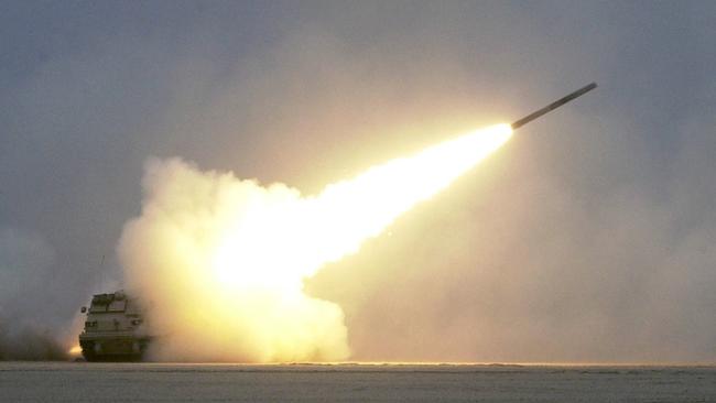 A US missile is launched during training in Kuwait in 2003.