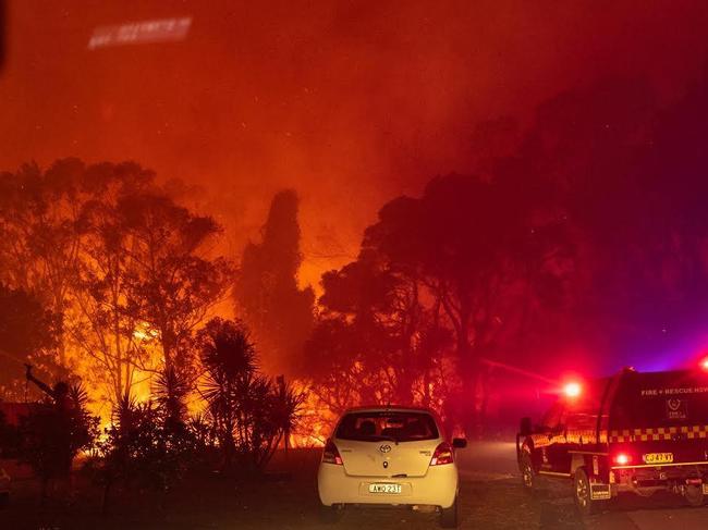 The bushfire which tore through Charmhaven on New Year's Eve. Picture: Charmhaven RFS Brigade