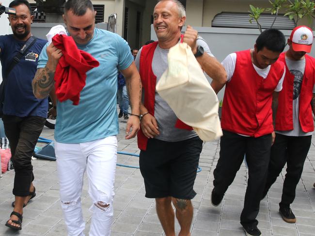 Australian Bilal Kalache, left, at Denpasar District Court for the trial in Bali. Picture:  Lukman S.Bintoro