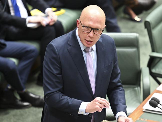 Peter Dutton during Question Time at Parliament House in Canberra. Picture: NewsWire / Martin Ollman