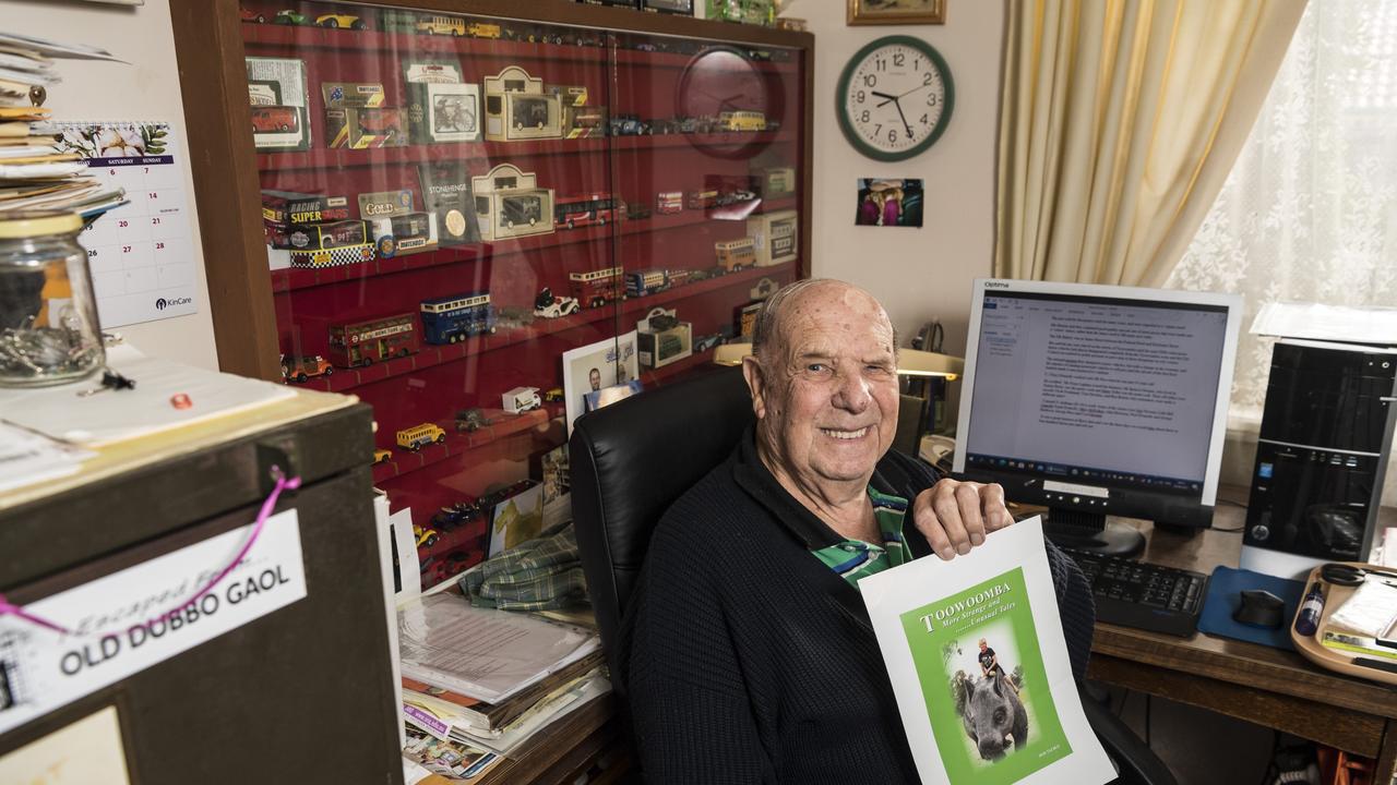 Toowoomba author Don Talbot shows the cover art of his new book. Picture: Kevin Farmer