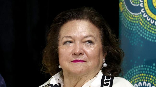 Gina Rinehart, above, says ‘these days some like to claim that our country can run on sunshine and windmills’. Picture: AFP