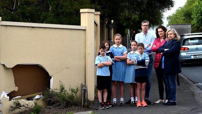 Residents are angry over cars crashing into their front fences on a stretch of Punt Rd in South Yarra. Picture: Nicole Garmston