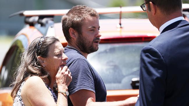 Kerrod Frahm speaks with lawyer Andrew Bale before leaving the Murgon court. Picture: Liam Kidston