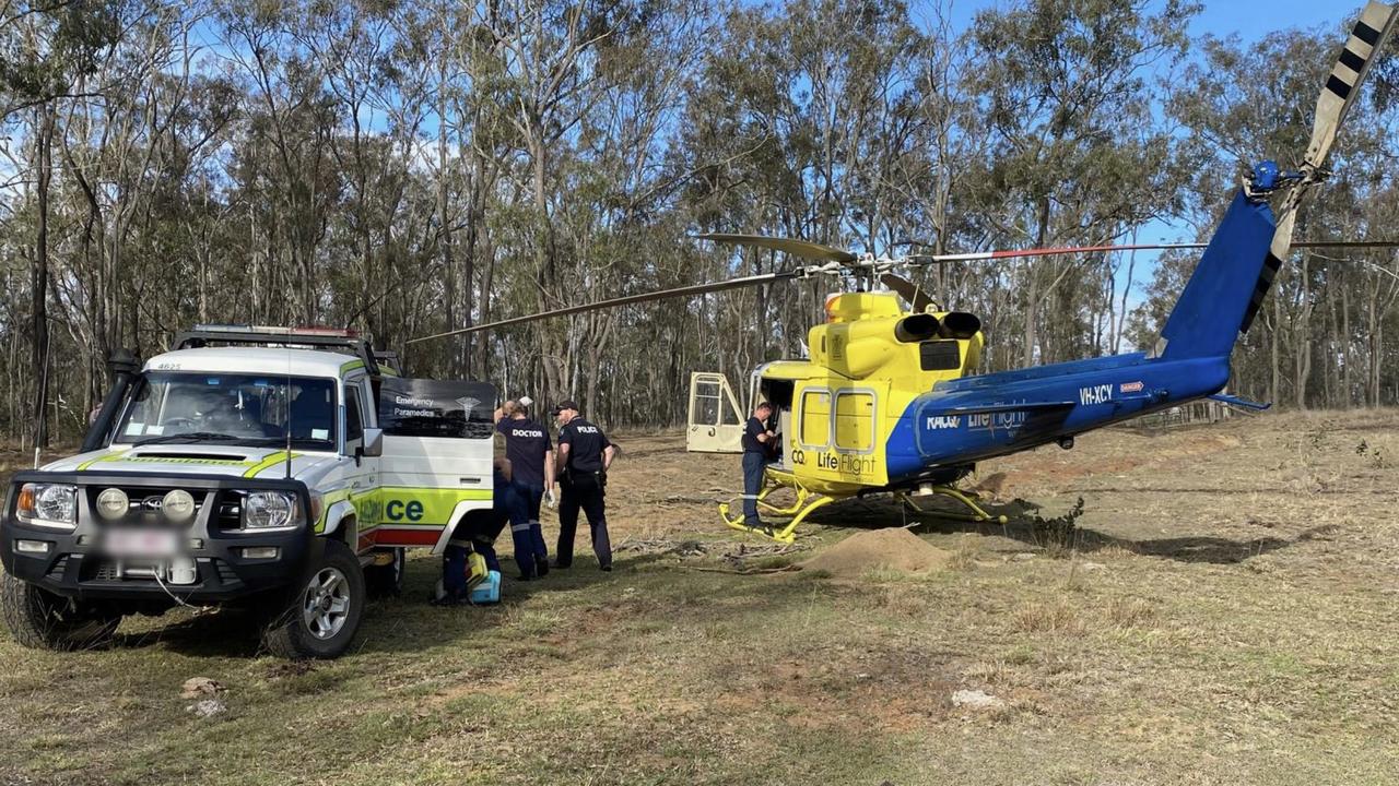 The RACQ LifeFlight Rescue helicopter went to the aid of a rider aged in his sixties after he came off his bike during a group ride with friends in a South Burnett bushland area on Sunday afternoon.