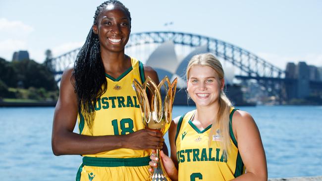 Shyla Heal, pictured with Ezi Magbegor, will make her Opals debut.