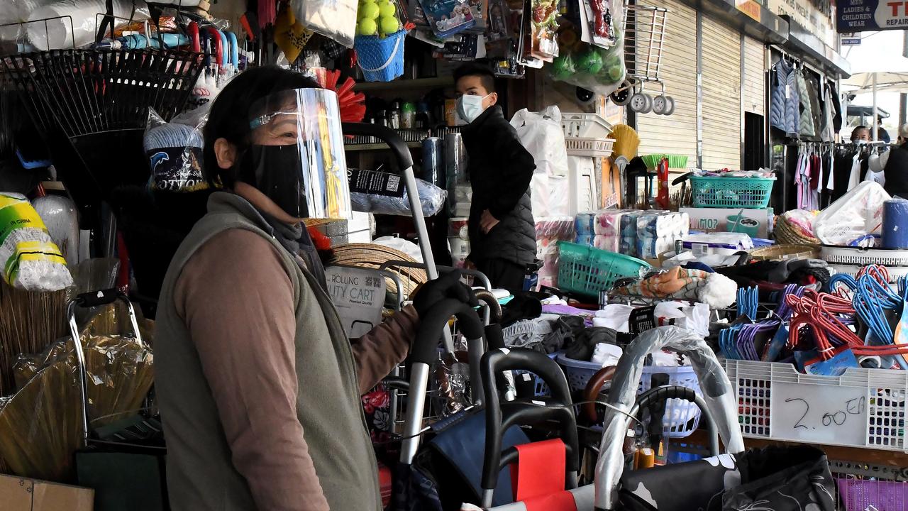 Retailers and customers in Bankstown on Monday morning.