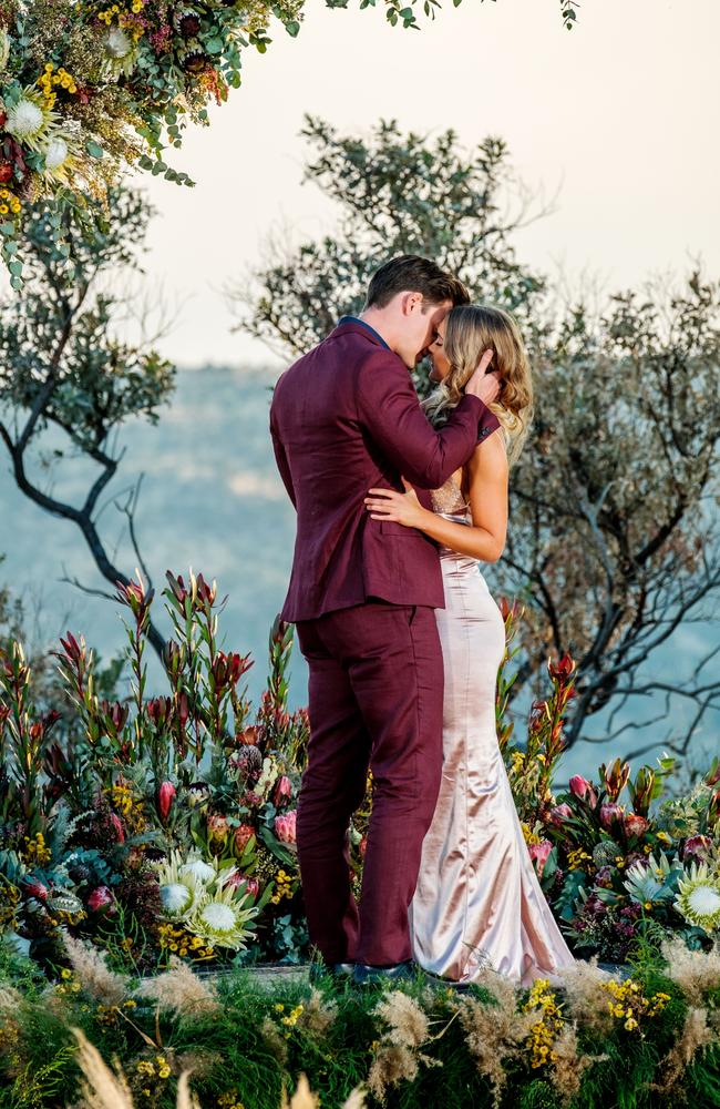 Matt Agnew is pictured with Chelsie McLeod during the Bachelor finale. Source: Channel 10.