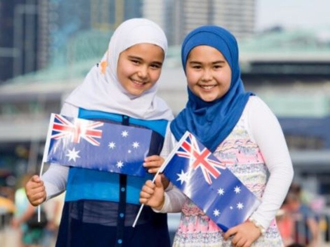 The Muslim girls who feature on the banned billboard. Picture: Supplied