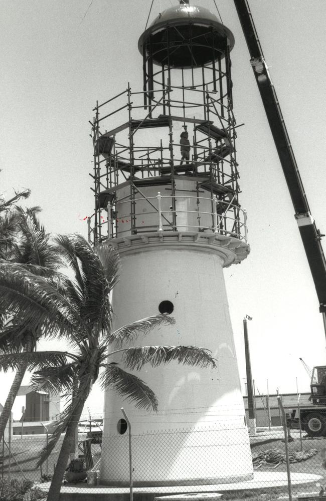 Pine Islet lighthouse is reconstructed at Mackay Marina.