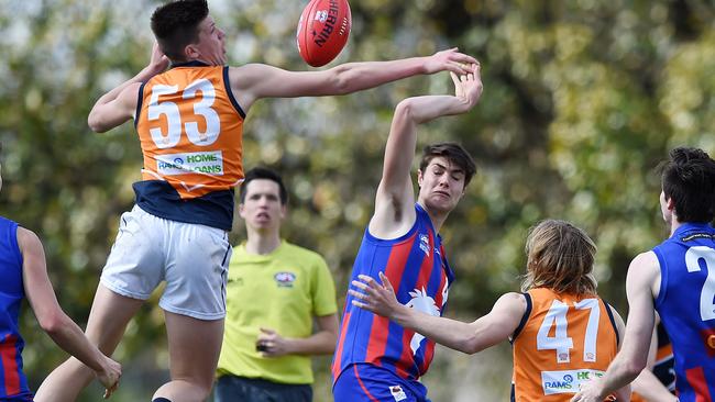 Mitchell Lewis spoils a ball in the TAC Cup. Picture: Steve Tanner