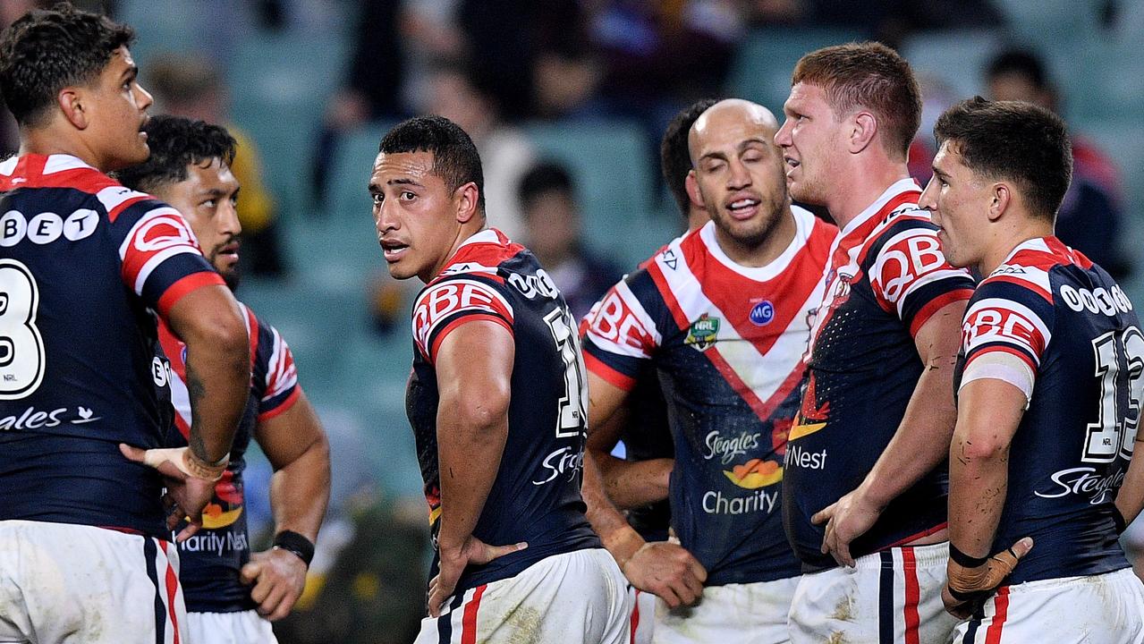 The Roosters title hopes took a hit after a big loss to the Broncos. (AAP Image/Dan Himbrechts)