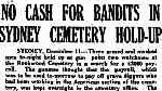 Newspaper report of the attempted robbery at Rookwood Cemetery.