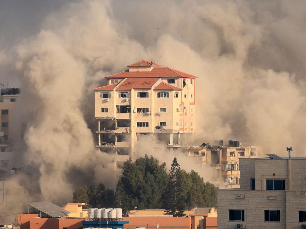 Smoke plumes billow following Israeli bombardment in Gaza City on the fifth day of fighting between Israel and the Hamas movement. Picture: AFP