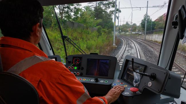 Testing of the new Parramatta Light rail, at Dundas, on Wednesday. Picture: Justin Lloyd.