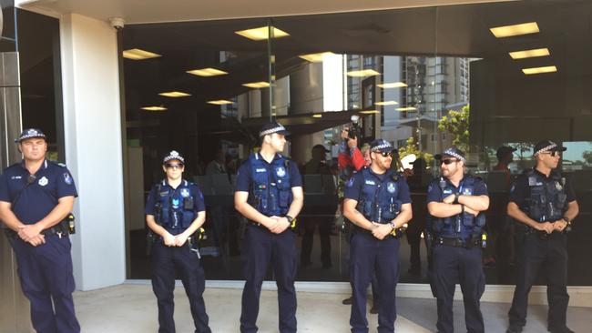 Police outside Southport court. Photo: Alexandria Utting