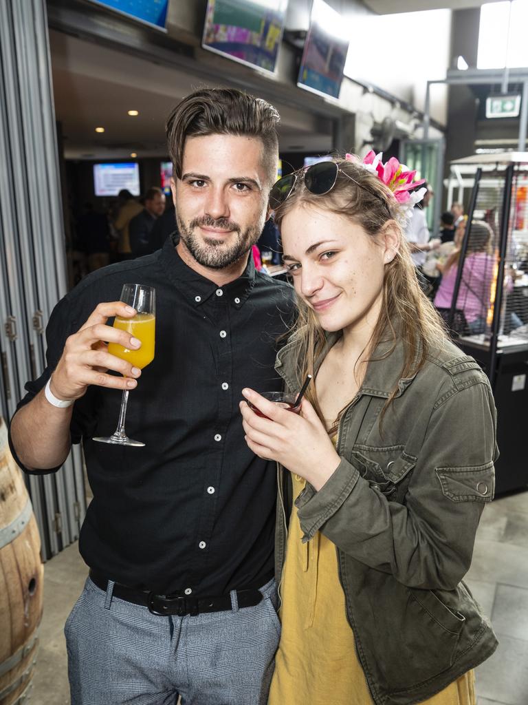 Brandon Traynor and Lilly Otto at the Melbourne Cup party at The Rock, Tuesday, November 1, 2022. Picture: Kevin Farmer