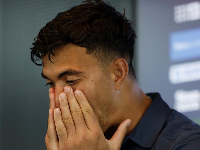 DAILY TELEGRAPH JANUARY 16, 2025. Joseph-Aukuso Suaalii at NSW Waratahs training in Daceyville ahead of the Super Rugby season. Picture: Jonathan Ng