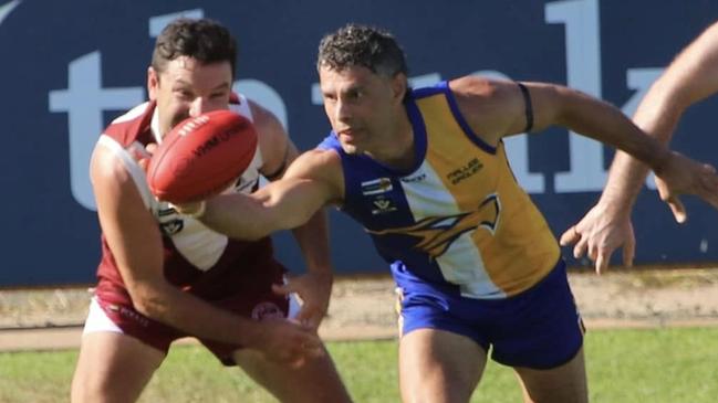 Matt Rankine stretches for the ball for the Mallee Eagles earlier this season. Picture: Erin Scaresbrook.