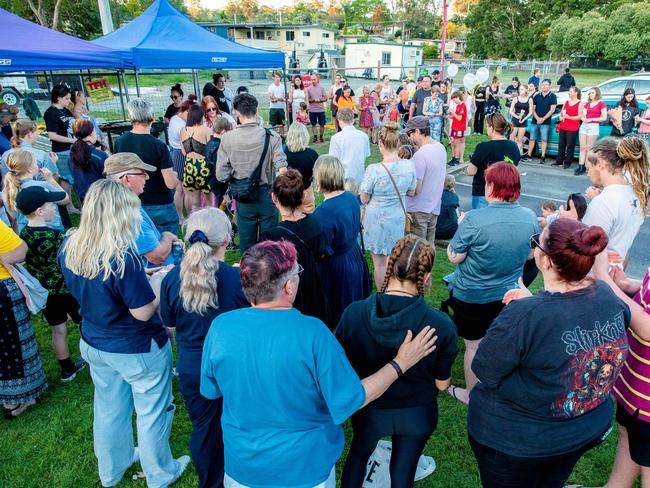 The vigil in memory of Emily Thompson at French’s Forest Shopping Centre. Picture: Richard Walker