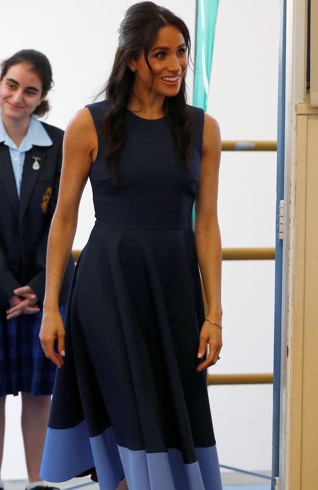 OCTOBER 19, 2018 - Where: Macarthur Girls High School in Sydney. Wearing: Roksanda Athena dress. Picture: Phil Noble/Getty Images