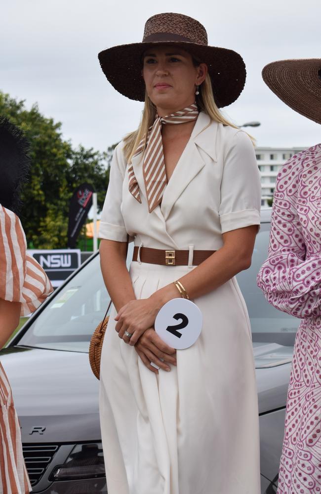 Women's fashion on the field second place contestant at the Rockhampton Jaguar Land Rover Pop-Up Polo on June 3, 2023. Picture: Aden Stokes