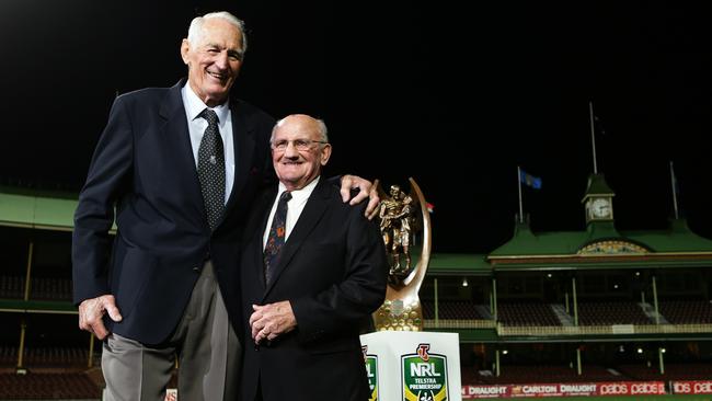 Rugby League legends Norm Provan and Arthur Summons at the SCG. Picture: Lloyd Justin