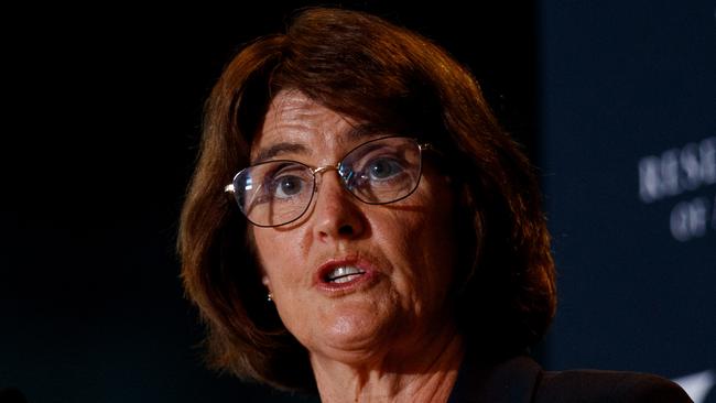 SYDNEY, AUSTRALIA - NewsWire Photos APRIL 1, 2025: RBA Governor Michele Bullock during a press conference on Tuesday. The Reserve Bank of Australia has announced the official cash rate will remain unchanged. Picture: NewsWire / Nikki Short
