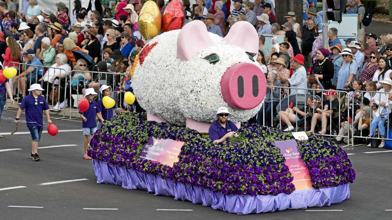 Heritage Bank float in the 2019 Grand Central Floral Parade. Saturday, 21st Sep, 2019.