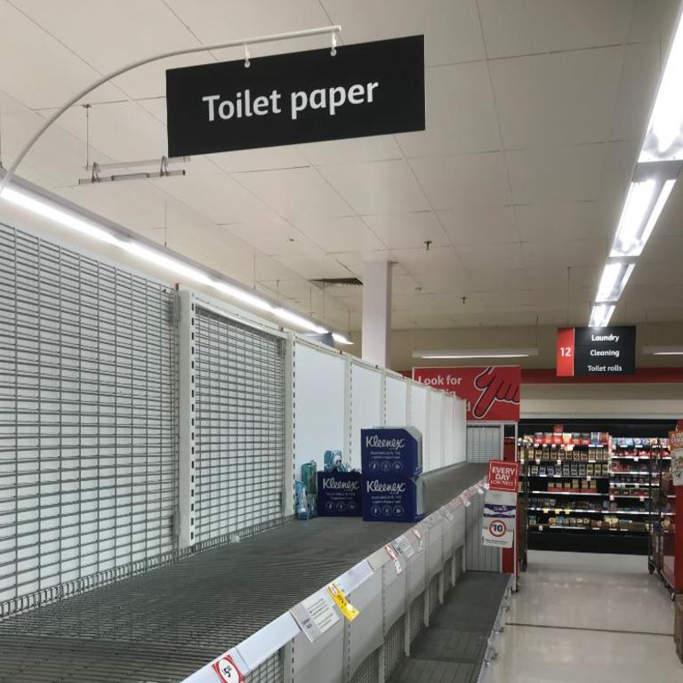 Mass scale panic buying of toilet paper had cleared the shelves at Coles Grafton on Thursday, 5th March, 2020.