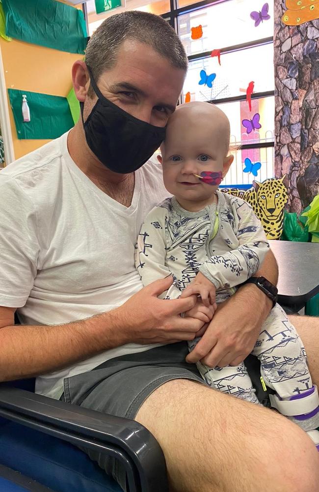 Aaron with baby Lola in hospital. Picture: Supplied