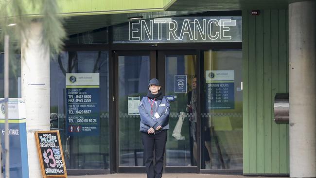 A security guard outside the safe injecting room at North Richmond Picture: Wayne Taylor