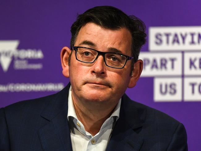 Daniel Andrews says it’s “unlikely” the state will move completely to stage three the restriction-easing plan next weekend. Picture: NCA NewsWire / Penny Stephens