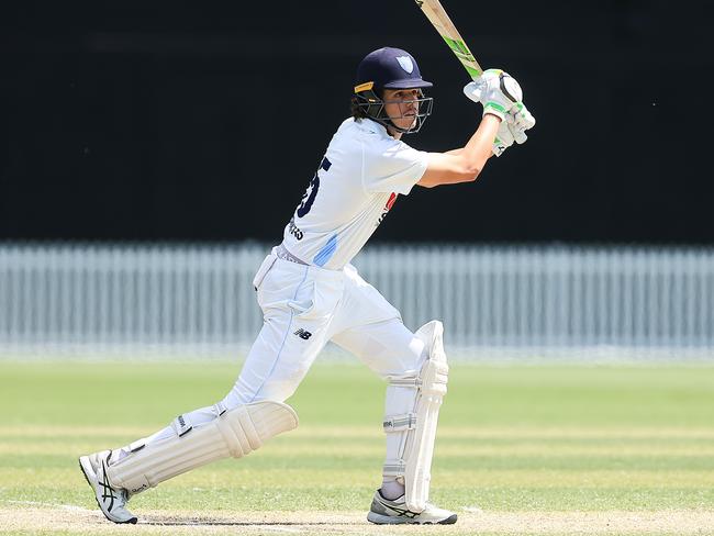 Sam Konstas during one of his back-to-back Sheffield Shield centuries during round one against South Australia. Picture: Mark Evans/Getty Images