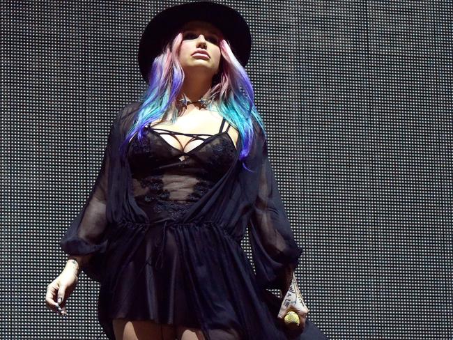 Kesha made an appearance during Zedd’s set. Picture: Frazer Harrison/Getty Images for Coachella