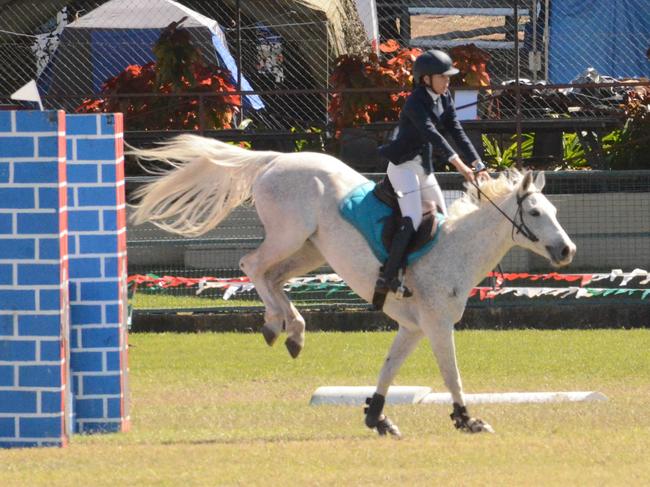 Karlee Searle put in a good effort in the ring during the equestrian events at the Charters Towers Show. Picture: Trudy Brown