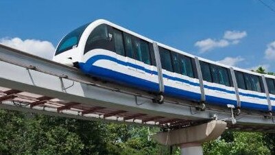 Hop on this Simpsons-themed monorail to Springfield. Picture: Catherine Hutchesson MP