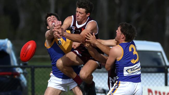 Ballarat Football League: Melton v Sebastopol; Harrison Hanley of Melton at MacPherson Park, on Saturday May 29, 2023 in Toolern Vale, Australia.Picture: Hamish Blair