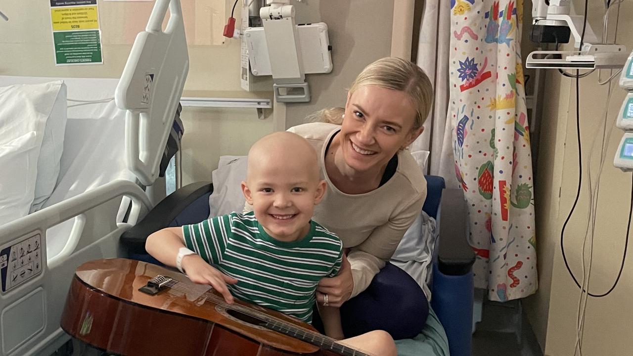 Jacob Weston who was diagnosed with acute lymphoblastic leukaemia, in hospital with his mum Dani Weston. Picture: Supplied