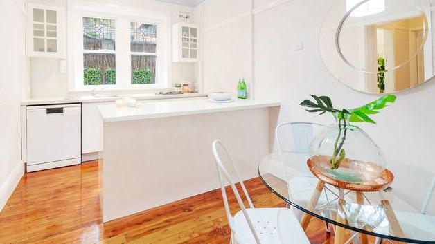 The Kirribilli unit with polished floorboards.