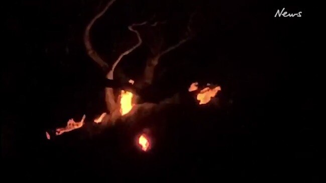 SA Bushfires: Eerie video reveals Adelaide Hills fire by night