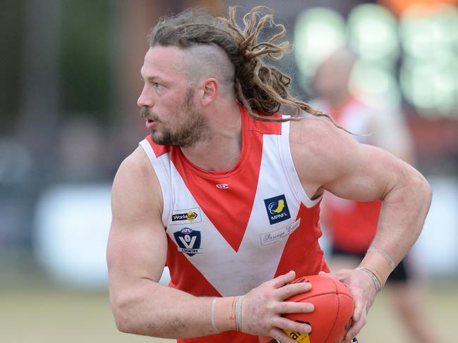 MPNFL Division 2 second semi-final: Red Hill v Langwarrin at Chelsea. Red Hill #3 Chris Irving. Picture: AAP/ Chris Eastman