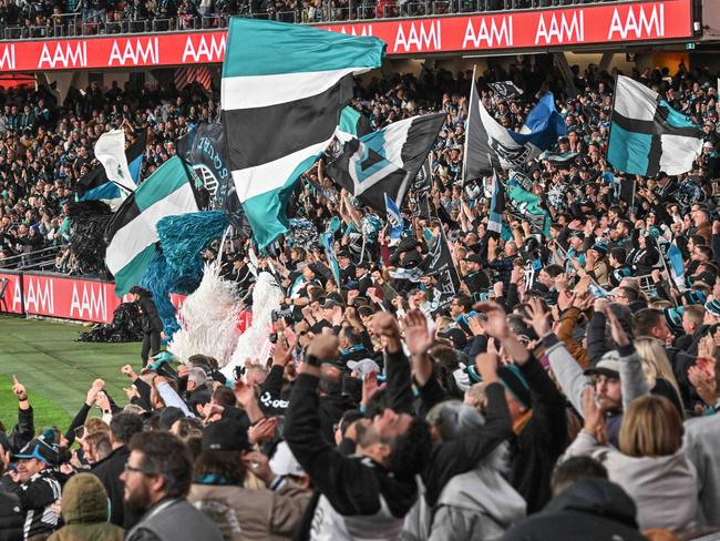 Fans during the Port v Hawthorn semi final at Adelaide Oval. Picture: Brenton Edwards