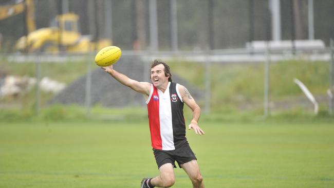 Action between Sawtell-Toormina Saints and Lismore Swans at the AFL North Coast pre-season festival of footy at C.ex Stadium. Photo: Tim Jarrett