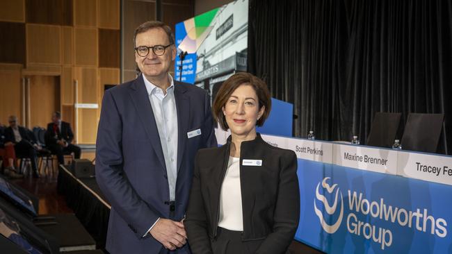 Woolworths chairman Scott Perkins and CEO Amanda Bardwell. Picture: Dallas Kilponen