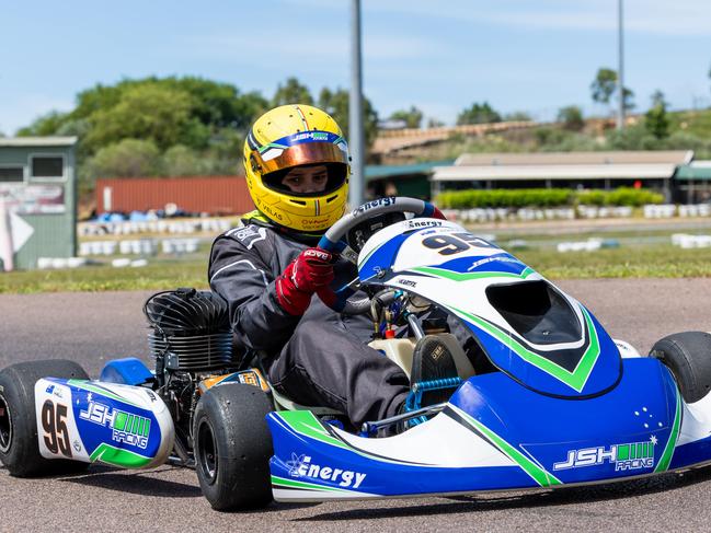 Tate Hall 14yr old Darwin Go-Kart driver. Picture: Pema Tamang Pakhrin