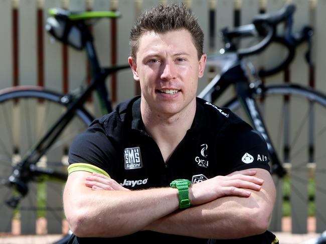 02/10/14 Track cyclist Shane Perkins at his Ferryden Pk home. Shane is putting back injury behind him and set for Oceania titles in Adelaide. photo Calum Robertson