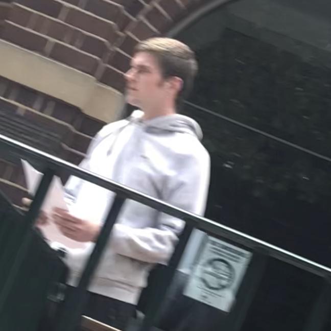 Luc Bonnell, 21, of Artarmon, outside Manly Local Court where he was sentenced to 100 hours’ community service. Picture: Manly Daily